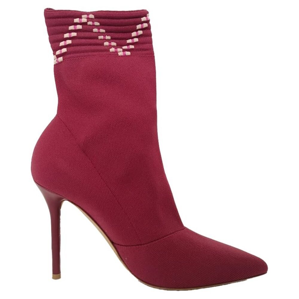 Malone Souliers Mariah Ankle Boots in Burgundy Cotton